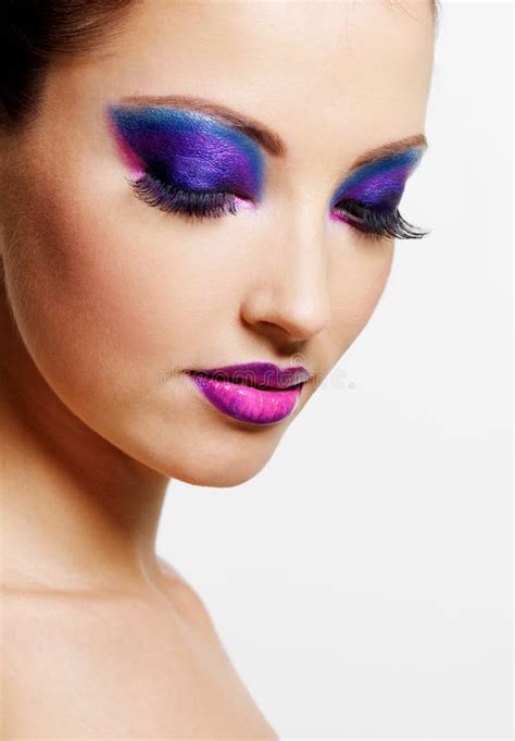 Female Face With Bright Beauty Fashion Make Up Stock Images Image