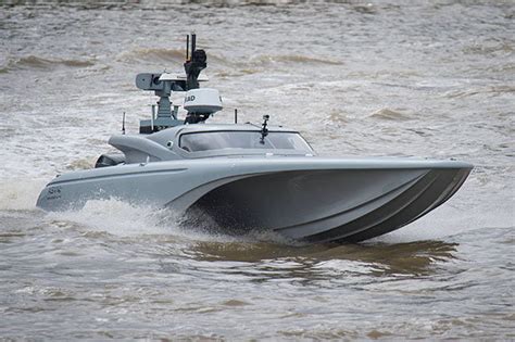 mast royal navy unveils drone boat  river thames daily star