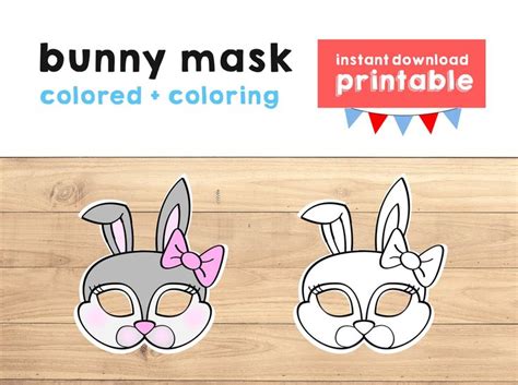 bunny mask easter party print rabbit mask kids party favor etsy