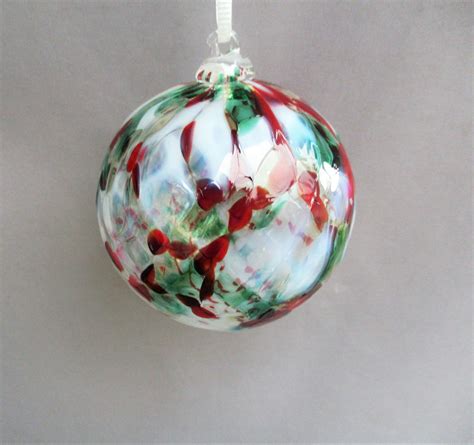 Hand Blown Art Glass Christmas Ornament Ball Suncatcherblown Etsy