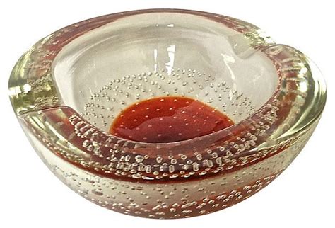 Murano Bullicante Ashtray On Murano Glass Bowl