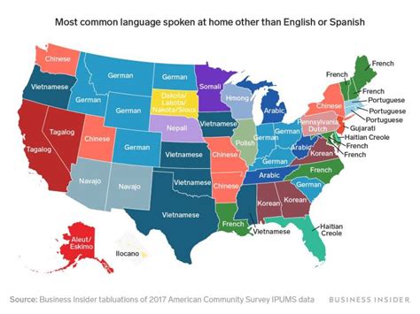 a revealing map of the most common languages spoken in the