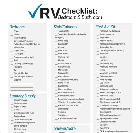 printable rv checklist