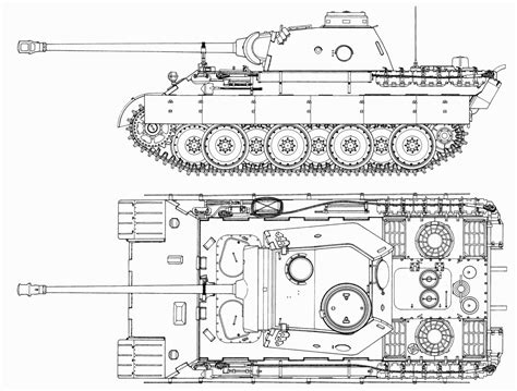 panther tank blueprint   blueprint   modeling