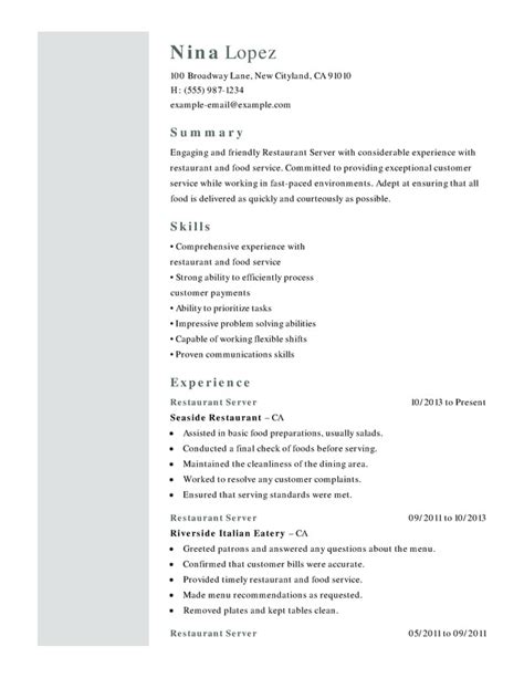 restaurant functional resume sample resumehelp