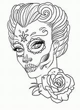 Coloring Skull Pages Sugar Adults Skulls Adult Girl Tattoo Book Detailed Color Drawing Printable Print Books Female Sheets Halloween Woman sketch template