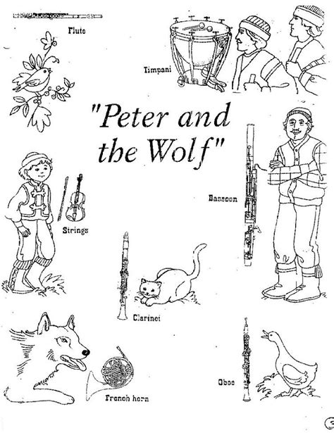 peter   wolf colouring pages wolf colors composer study
