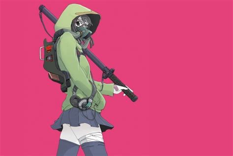 anime girl with gas mask 1920x1080