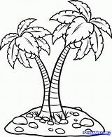 Coloring Tree Palm Coconut sketch template