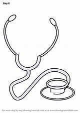 Stethoscope Draw Drawing Template Coloring Step Pages Objects Doctor Kids Clip sketch template