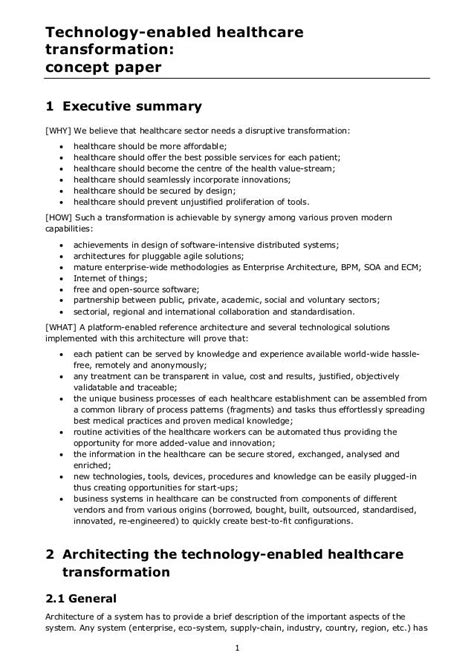 technology enabled healthcare transformation concept paper