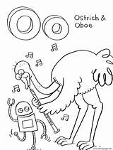 Coloring Ostrich Pages Alphabet Printable Kids Oboe Bestcoloringpagesforkids Color Print sketch template