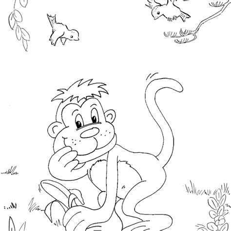 monkey eating banana coloring page mitraland