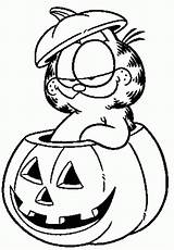 Halloween Coloring Garfield Pages Color Print Cartoon Pumpkin Sheet Kids Gif Printables sketch template