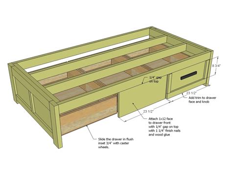 build  twin platform bed  drawers hattie wilson blog