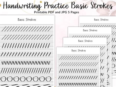 basic strokes handwriting practice sheet printable handwriting
