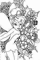 Coloring Pages Tinkerbell Disney Printable Tinker Bell Color Print Fairies Girls Colouring Fairy Adult Christmas Sheets Adults Kids Colorear sketch template