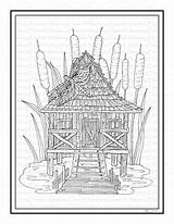 Swamp Shack Colouring sketch template