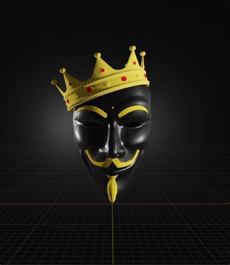 anonymous mask black and gold 3d model animated cgtrader