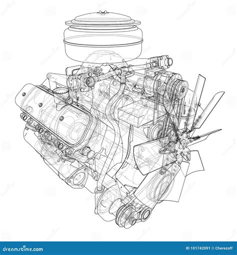 engine sketch vector stock vector illustration  draft