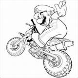 Mario Motorcycle Pages Luigi Coloring Colouring Riding Super Moto Kids Printable Bros Coloriage Print Motorcycl sketch template