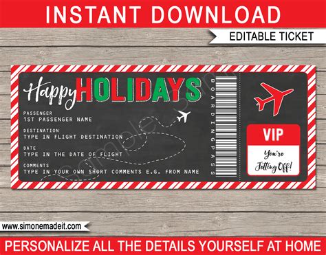 Holiday T Boarding Pass Template Surprise Trip Reveal