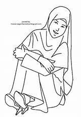 Mewarnai Muslimah Akhwat Moslem Kartun Sketsa Kumpulan Muslim sketch template