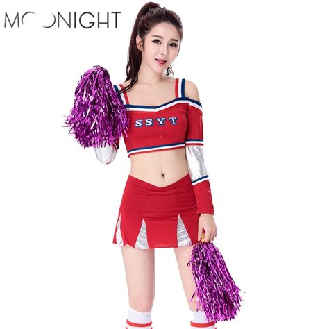 Moonight Red Sexy School Girl Cheerleaders Costume Party Play