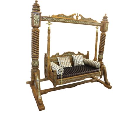 Intricately Carved Single Pillar Traditional Swing Jhula