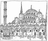 Mosque Drawing Blue Istanbul Camii Turkey Masjid Sultanahmet Sketch Coloring Architecture Getdrawings Choose Board Islamic Turquie Sketches sketch template