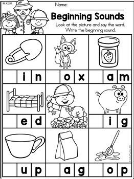 kindergarten language arts worksheets kindergarten