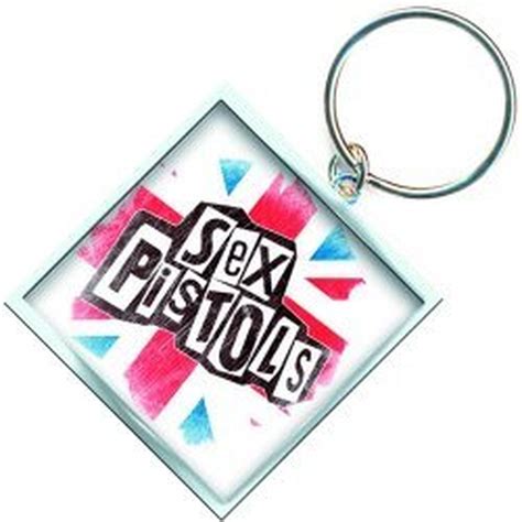 Sex Pistols Uk Flag Logo Icon Metal Square Keychain Keyring Fan T