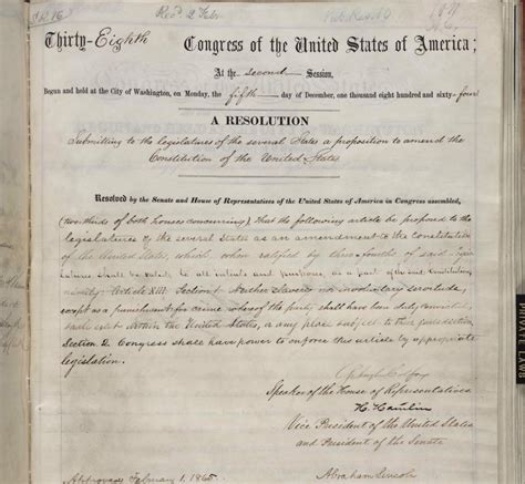 Congress Passes 13th Amendment 150 Years Ago History