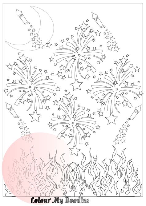 colouring book page celebrating bonfire night fire etsy