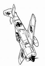 Focke 1942 Kleurplaat Tweede Wereldoorlog Vliegtuigen Wo2 190a Fw Wulff sketch template