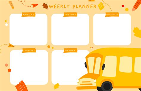 kids weekly planner template  cute illustration usable