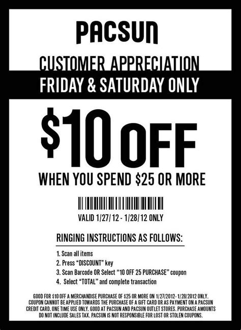 pacsun 10 off 25 coupon valid today and saturday only
