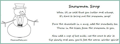 snowman soup poem  printable templates printable