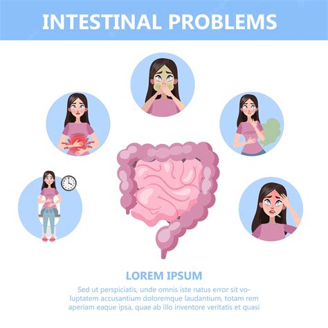 Infografía Con Problemas Intestinales Mujer Con Digestivo Vector Premium