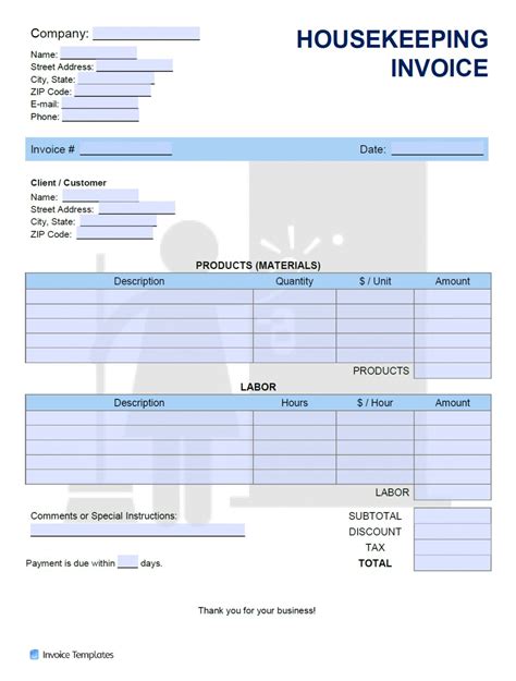 printable house cleaning invoice