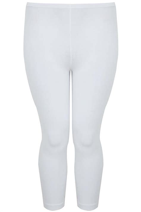 white cotton essential cropped leggings plus size 16 to 32