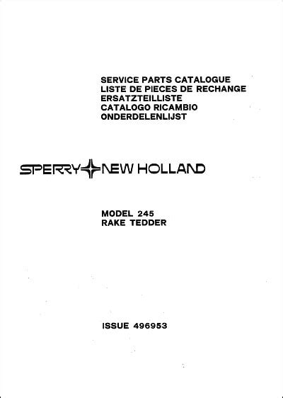 holland  parts manual  rake tedder service agri parts manuals  catalogs