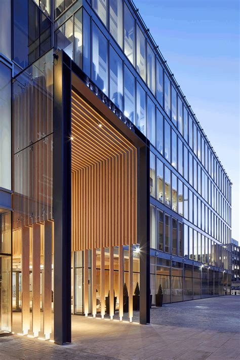 davidson house forbury square entrance night view dn  architects