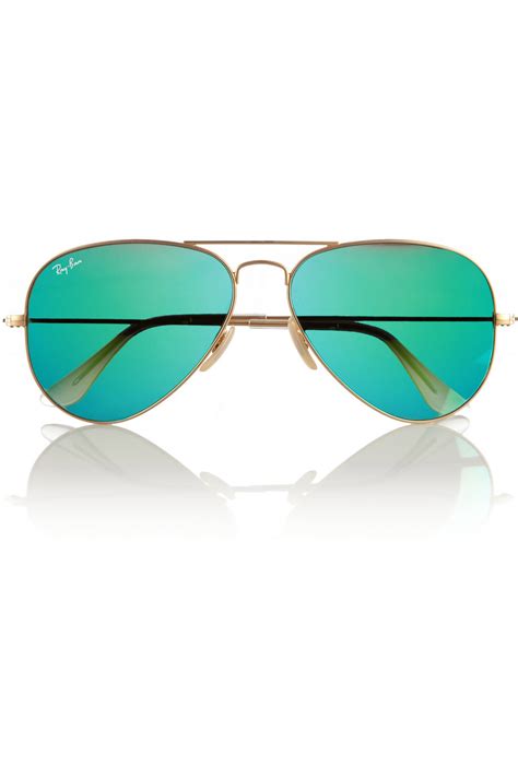 ray ban aviator metal sunglasses in blue green lyst