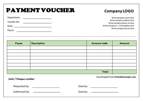 payment voucher template  printable samples