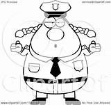 Chubby Police Woman Shrugging Careless Clipart Cartoon Thoman Cory Outlined Coloring Vector Surprised sketch template