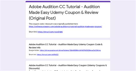 adobe audition cc tutorial audition  easy udemy coupon review original post