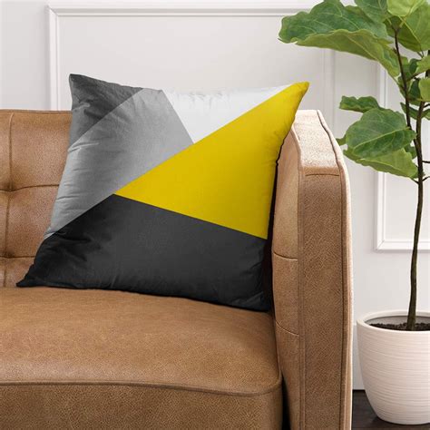 emvency throw pillow cover contemporary simple modern gray yellow