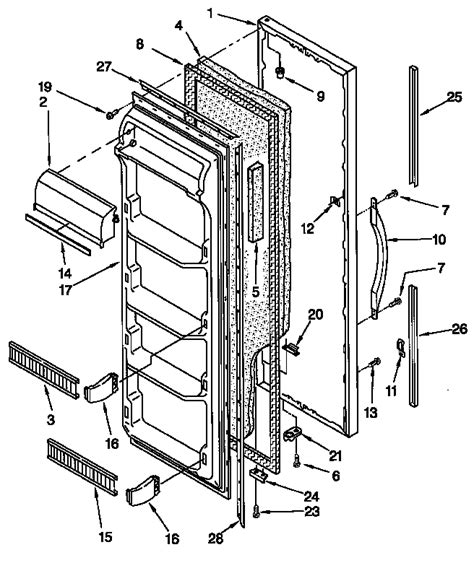 refrigerator door diagram parts list  model  kenmore parts refrigerator parts