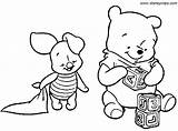 Pooh Winnie Baby Coloring Pages Piglet Tigger Eeyore Disney Cute Button Complete Click Save sketch template